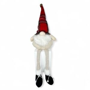 Sleigh Hill Gnome Christmas Holiday Plush, Plaid Hat, White Sweater 22”x10”